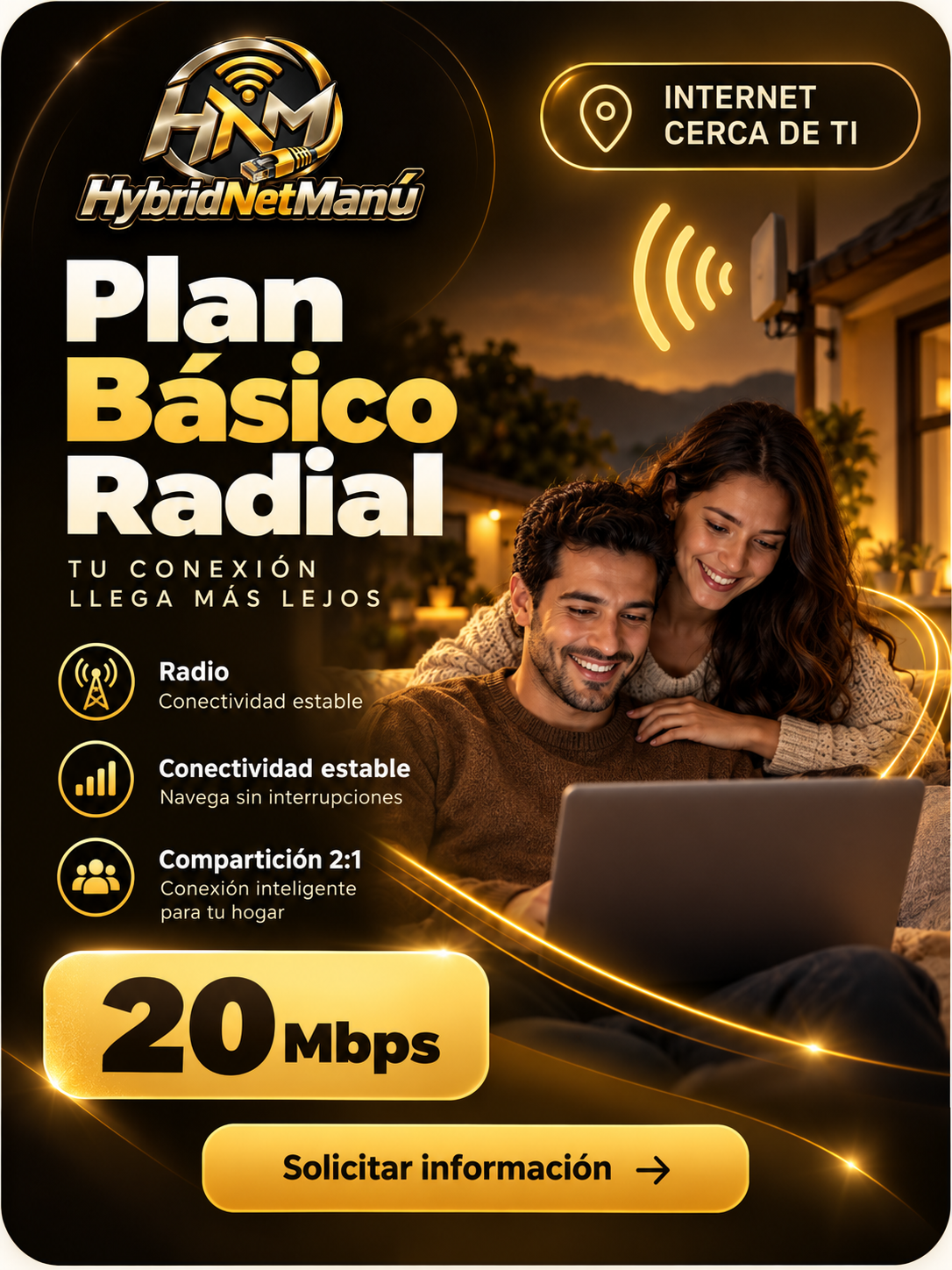 Plan Básico Radial HybridNetManú de 20 Mbps